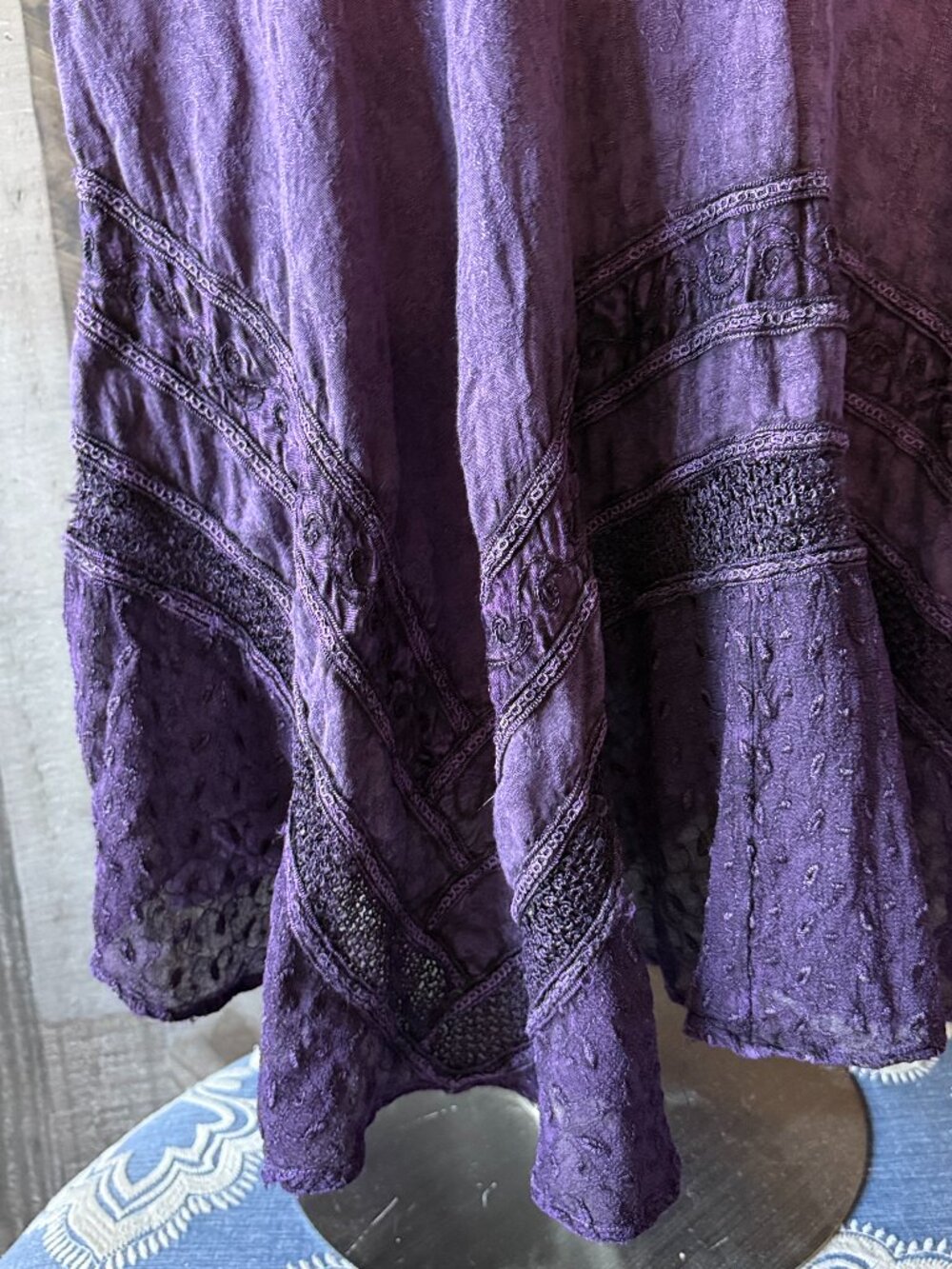 Purple floral maxi skirt large coastal cowgirl western desert festival boho - Picture 3 of 10